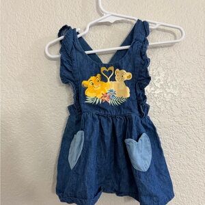 Disney Blue Denim Overalls with Lion King Design